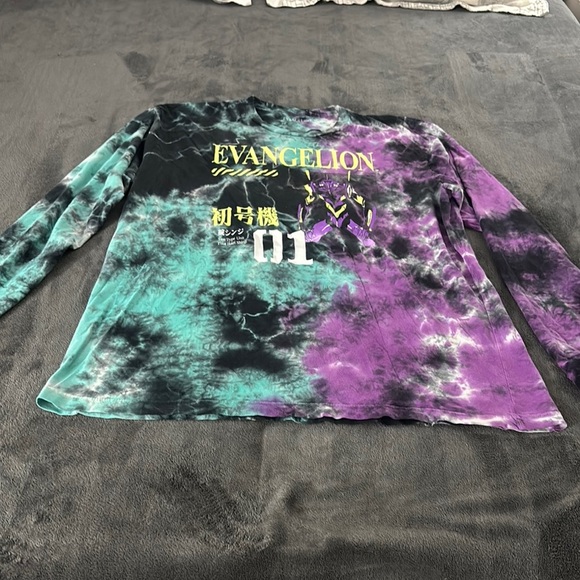 Tie-Dye Long Sleeve Shirt‎ - Black, Green, Purple - Picture 1 of 5